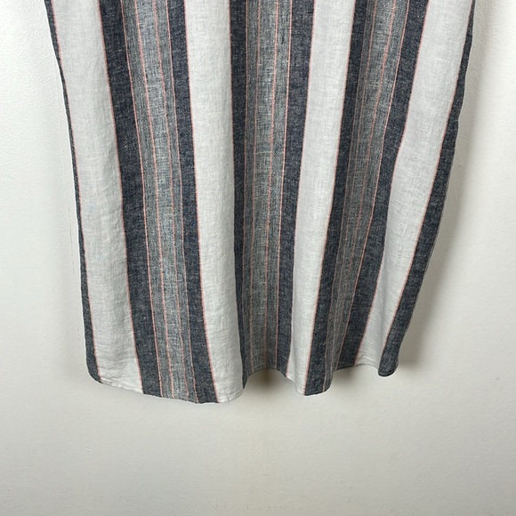 Loft Outlet Linen Blend Short Sleeve V Neck Striped Pullover Women L Shirt Dress - Picture 5 of 9